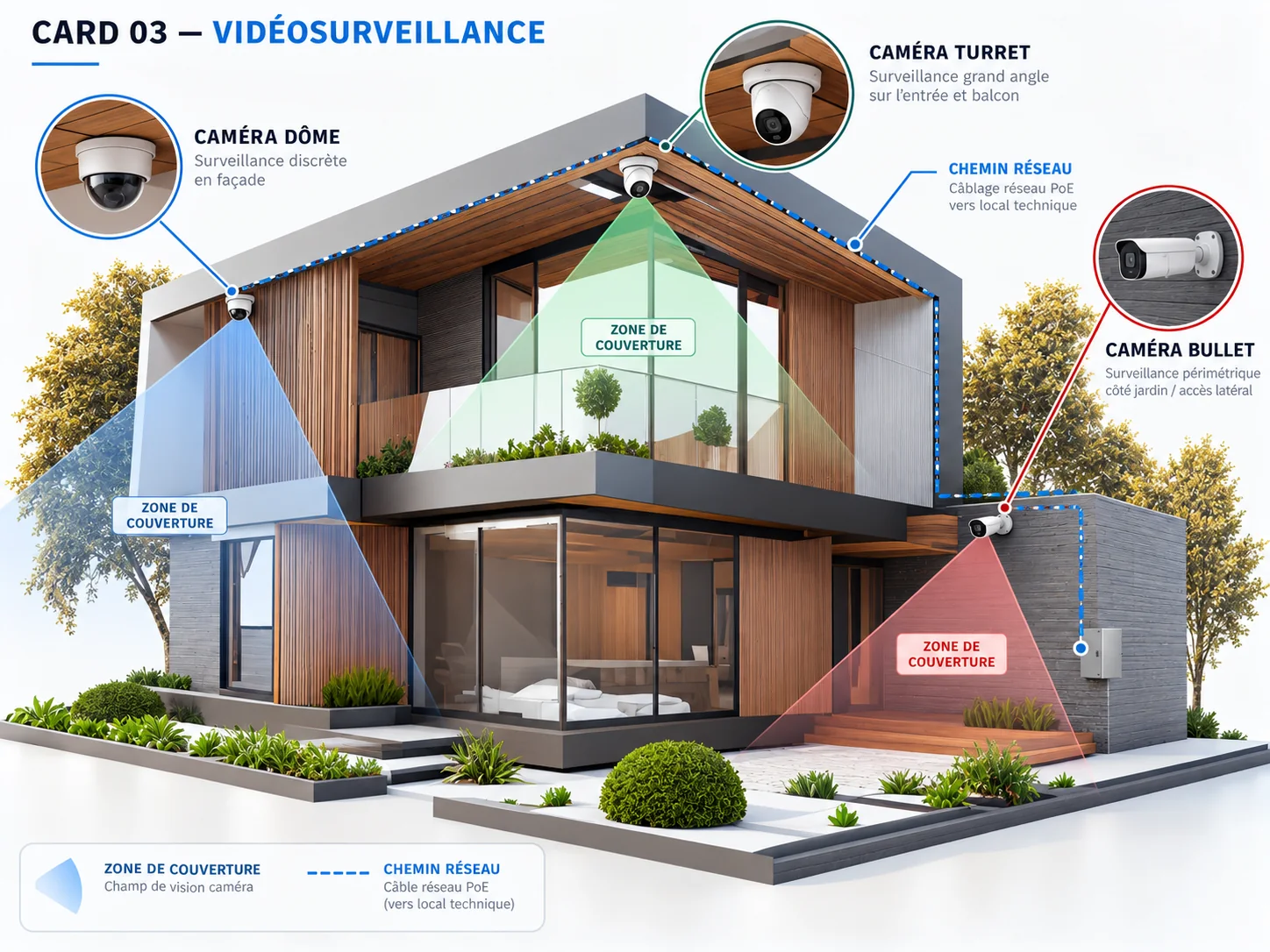 Vue de la façade et de la vidéosurveillance